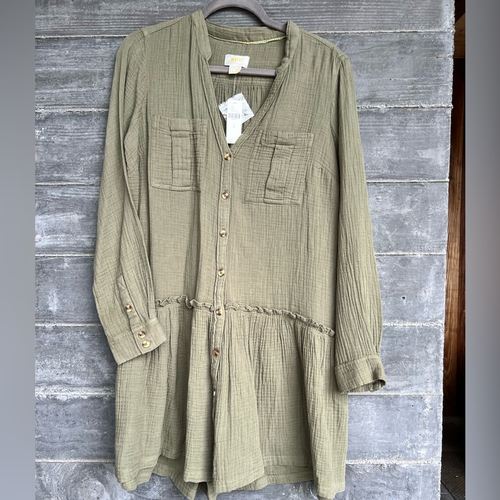 Maeve by Anthropologie olive green dress (10) NWT